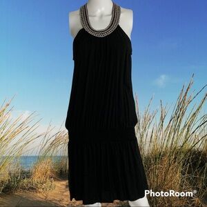 Bamblue Beaded Black Halter top dress